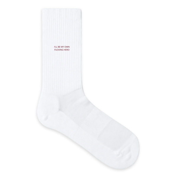 I'LL BE MY OWN FUC**NG HERO burgundy socks