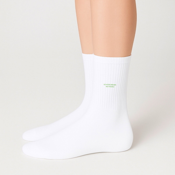 GO AFTER YOUR DREAMS NOT PEOPLE green socks